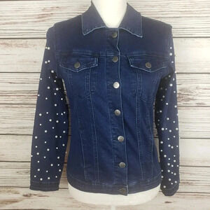 Women with Control XXS Jean Jacket w/ Pearl Sleeve